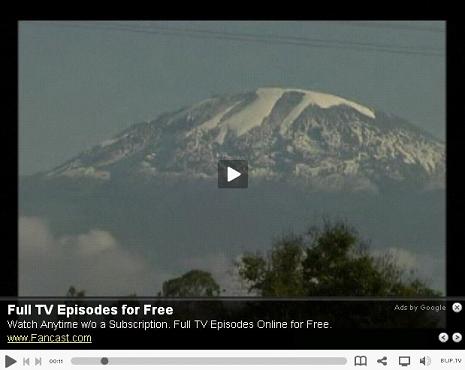Example of an overlay ad, sold by Google, on Blip.TV