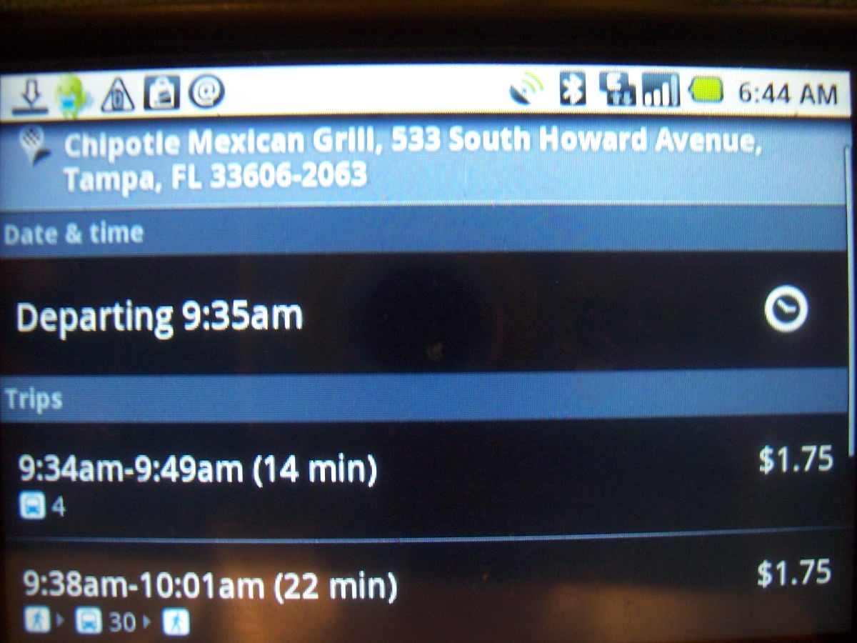 note the destination