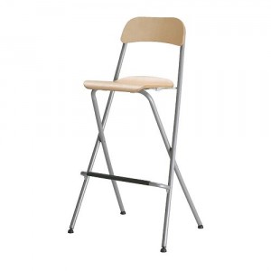 Ikea Bar Stool with Backrest Foldable Silver Color Birch Veneer